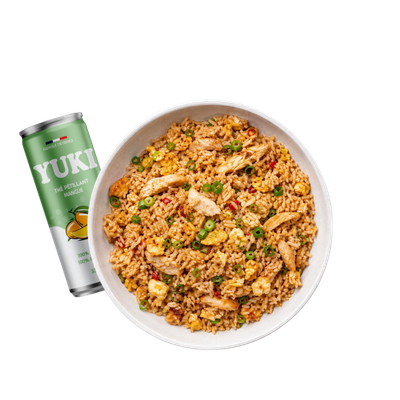 Riz sauté au poulet + Boisson